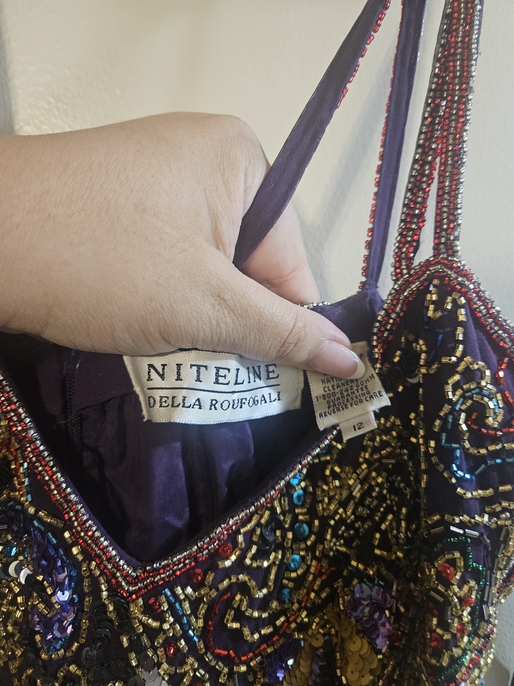 Vintage Beaded Embroidered Paisley Slip Dress - Multicolor - Picture 2 of 3